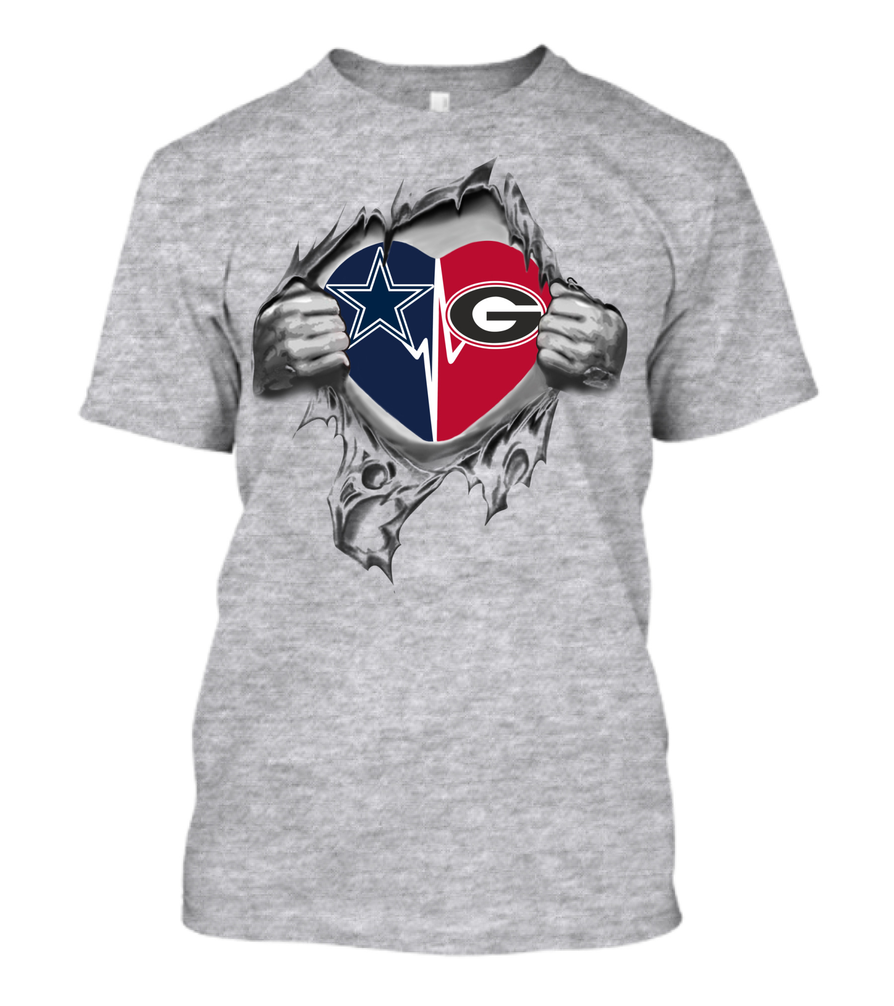 Cowboys Bulldogs Heart Divided Football Passion T-Shirt