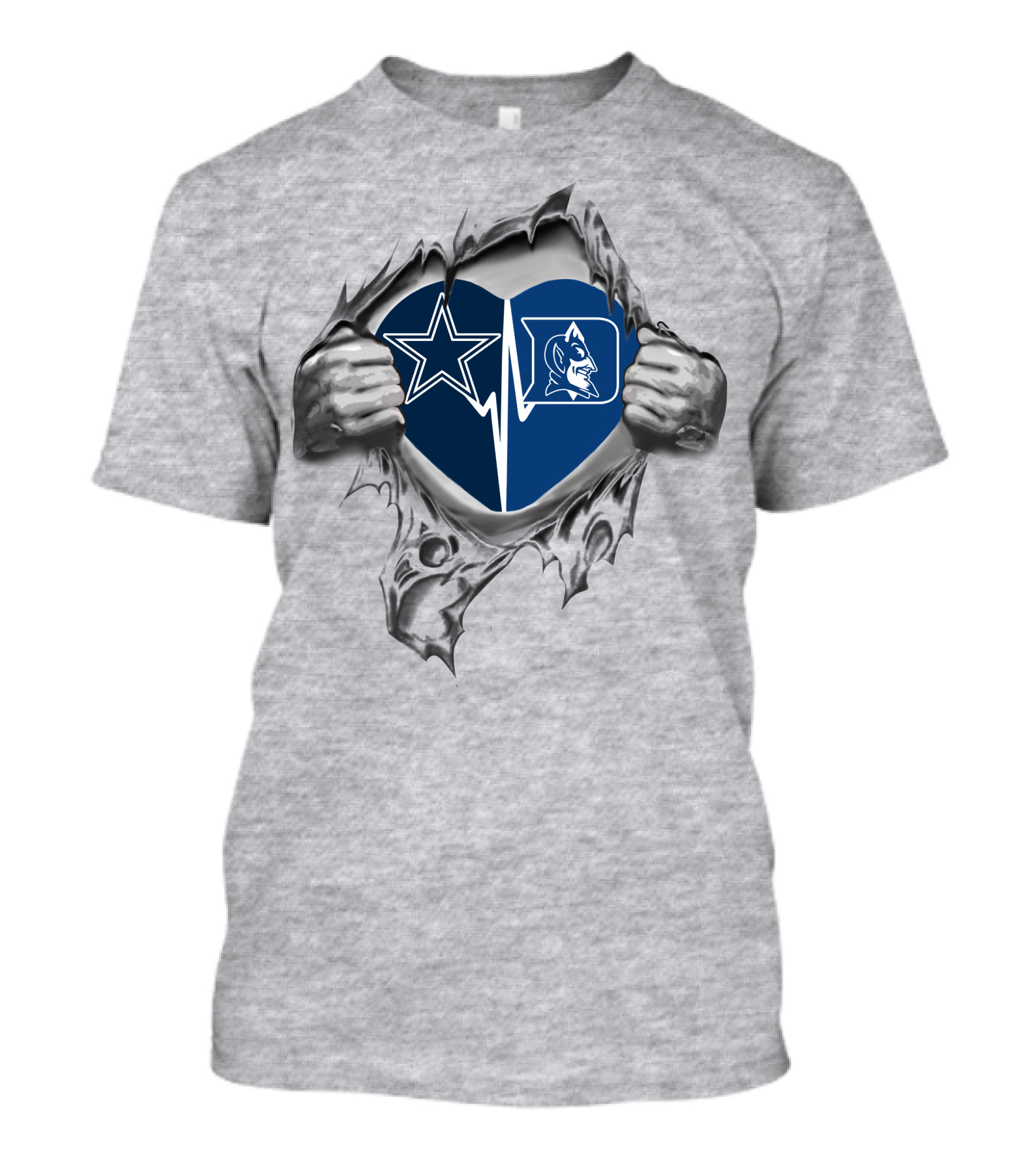 Cowboys Star And Duke Blue Devil Heart T-Shirt