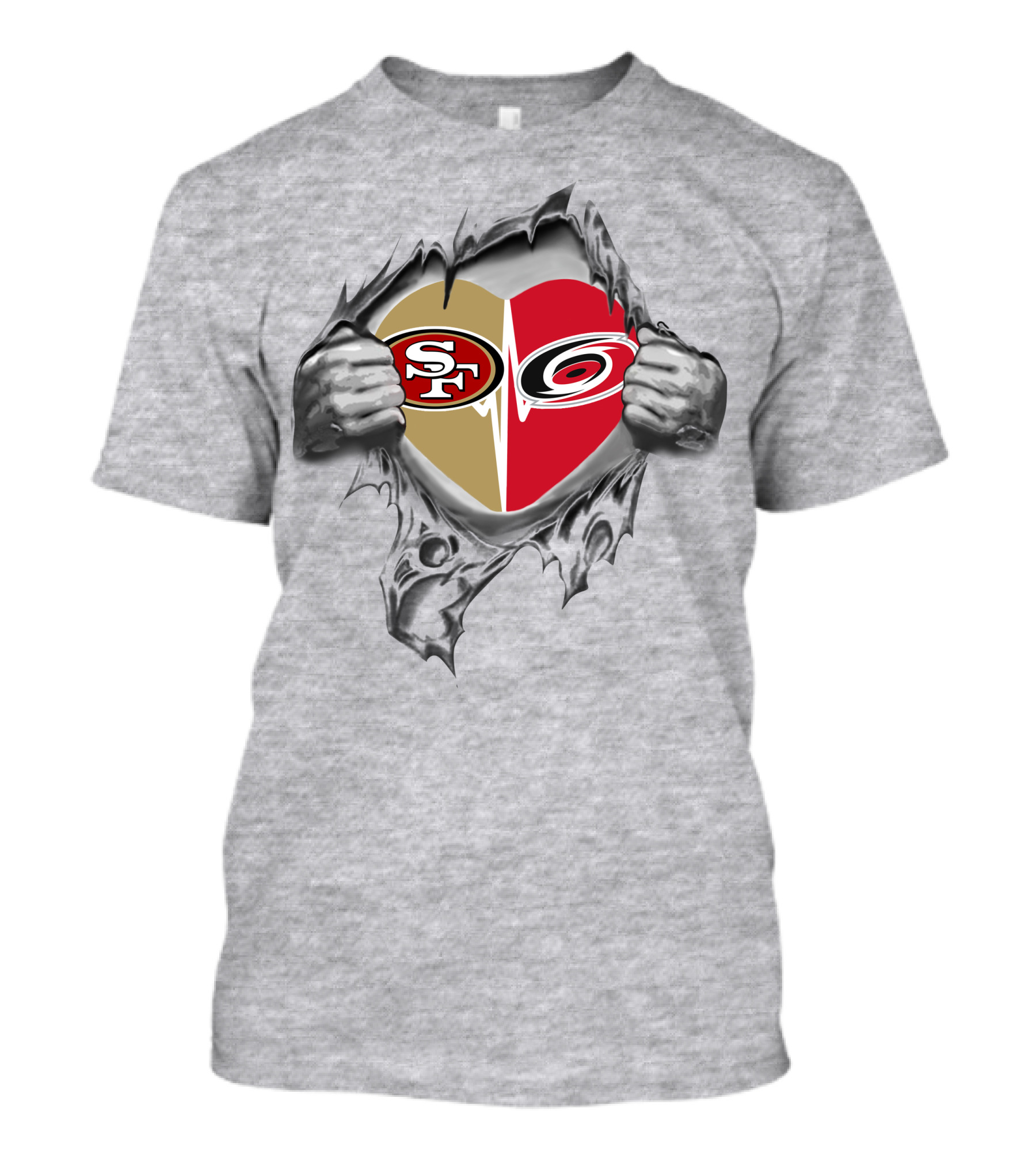 49ers Carolina Hurricanes Heart Logo Sports Passion T-Shirt