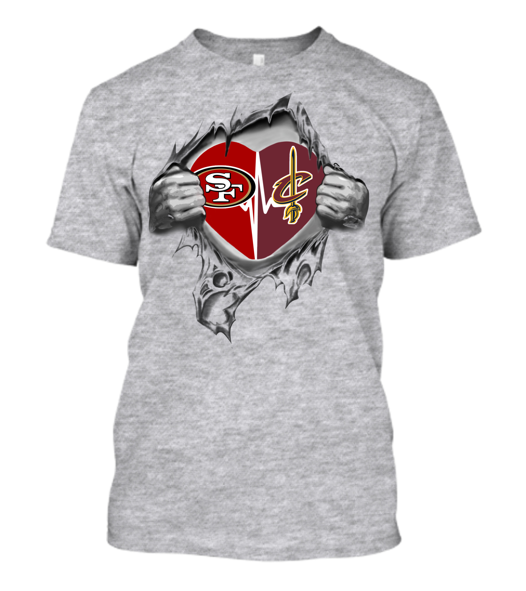 San Francisco 49ers Cleveland Cavaliers Heartbeat Pride T-Shirt