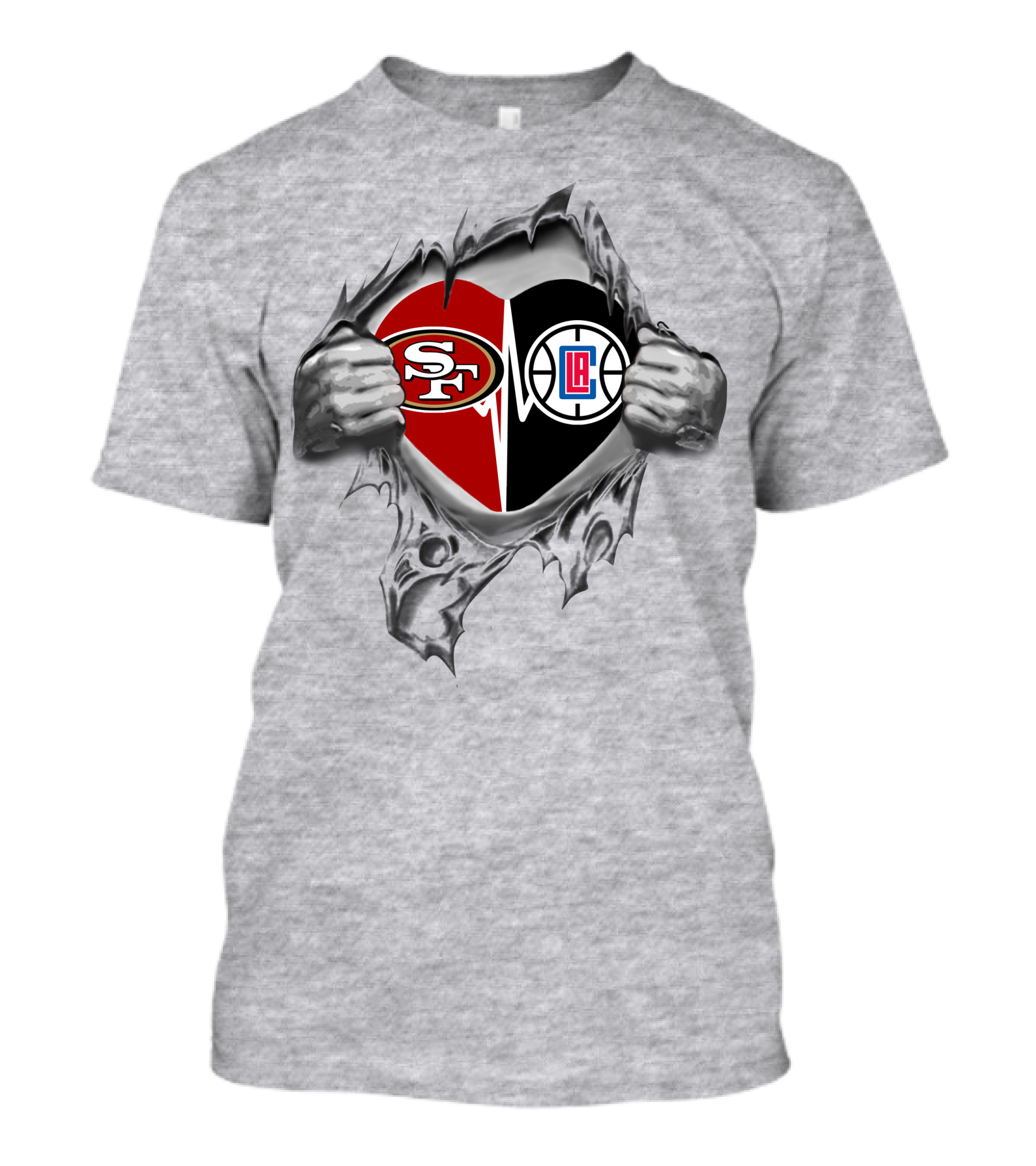 49ers La Clippers Heart Inside Revealed T-Shirt
