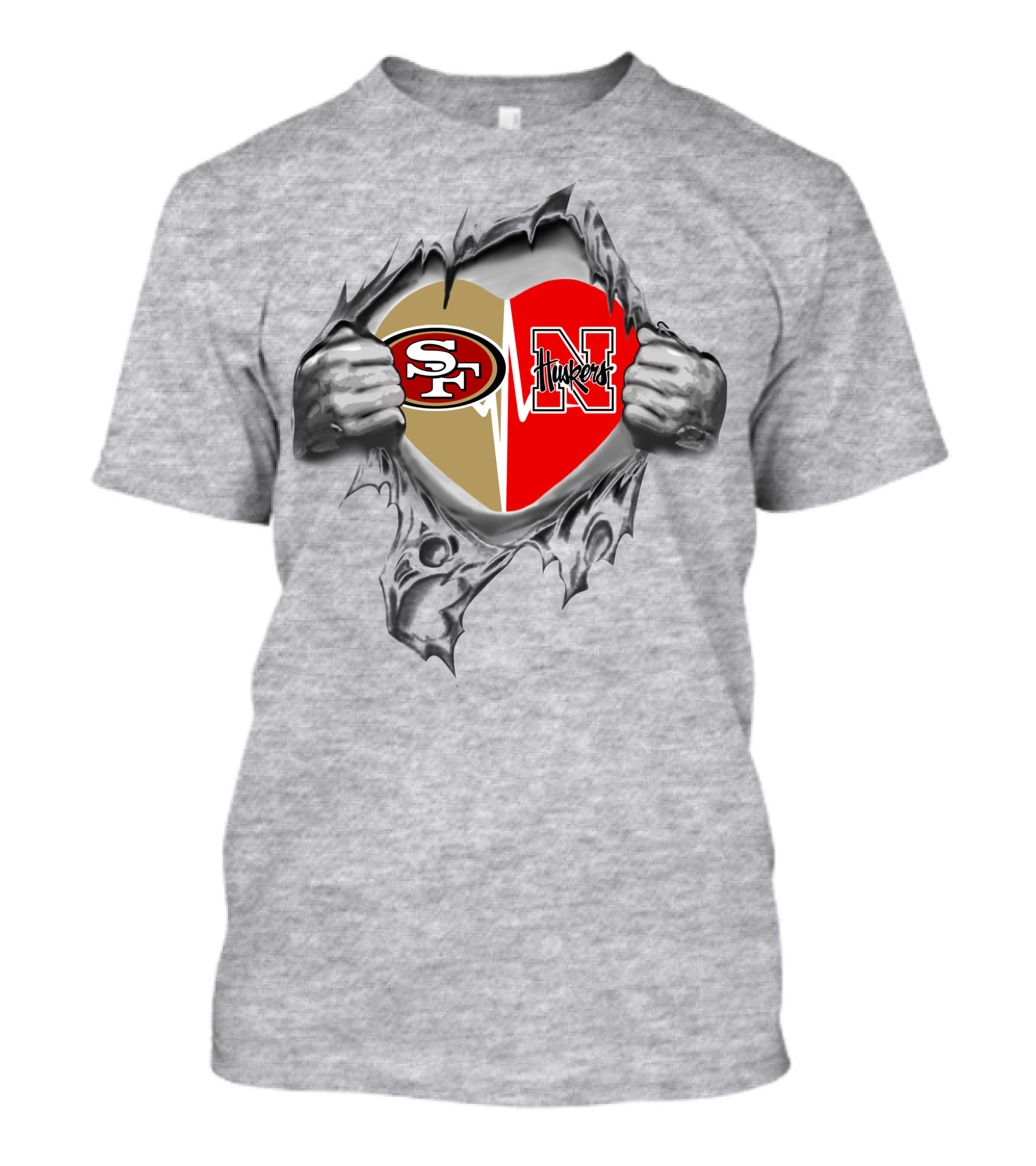 49ers Nebraska Cornhuskers Heart Logo Football Fan Passion T-Shirt