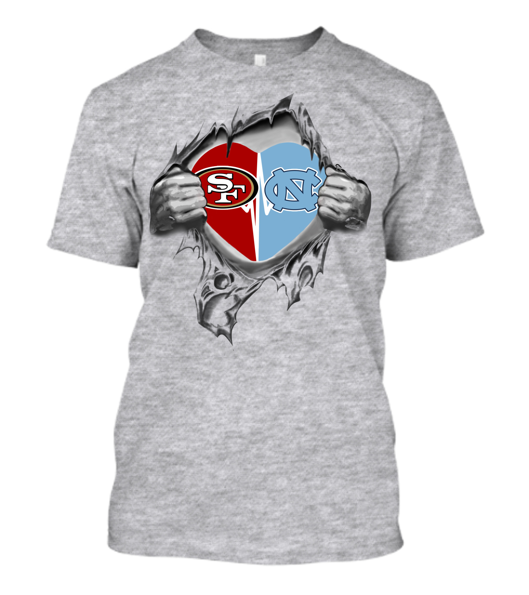 49ers San Francisco North Carolina Tar Heels Heart Symbol T-Shirt