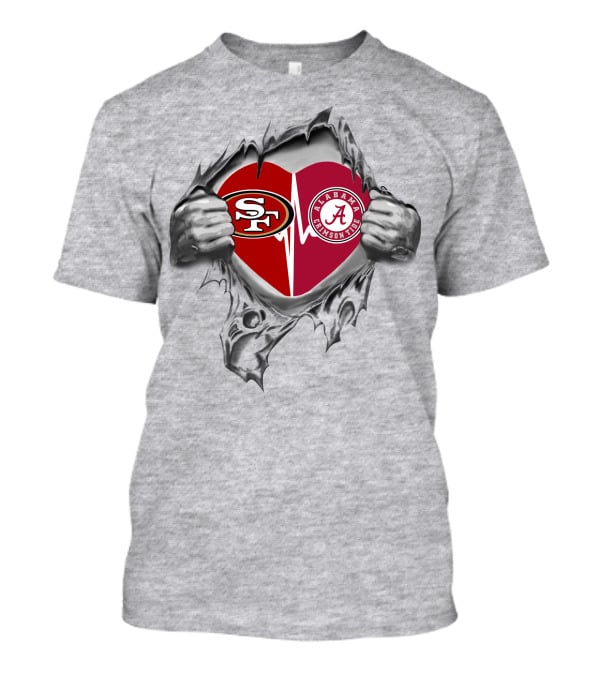 49ers Alabama Crimson Tide Heartbeat Passion T-Shirt
