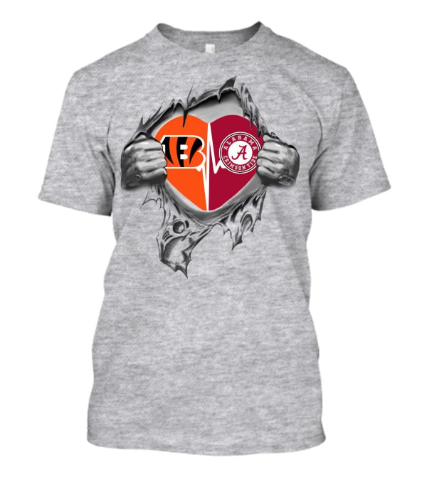 Bengals Alabama Crimson Tide Heart T-Shirt