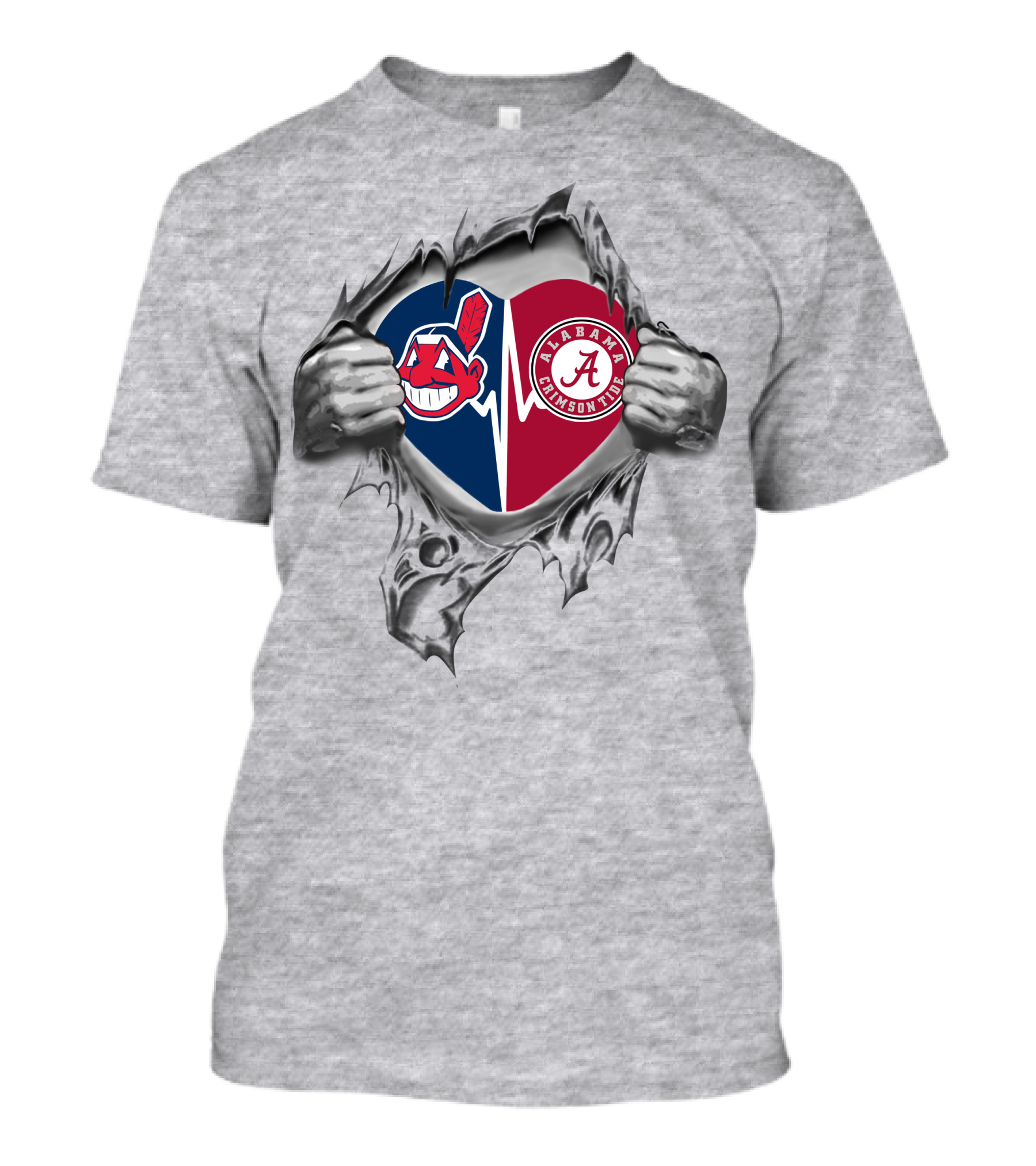 Cleveland Indians Alabama Crimson Tide Heart T-Shirt