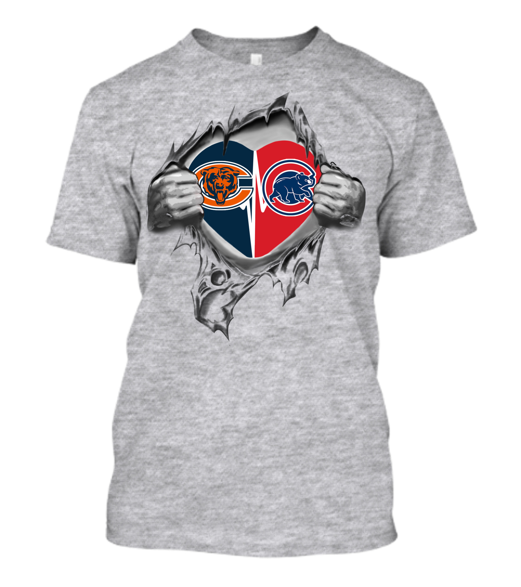Bears Chicago Cubs Heart Logo Split T-Shirt