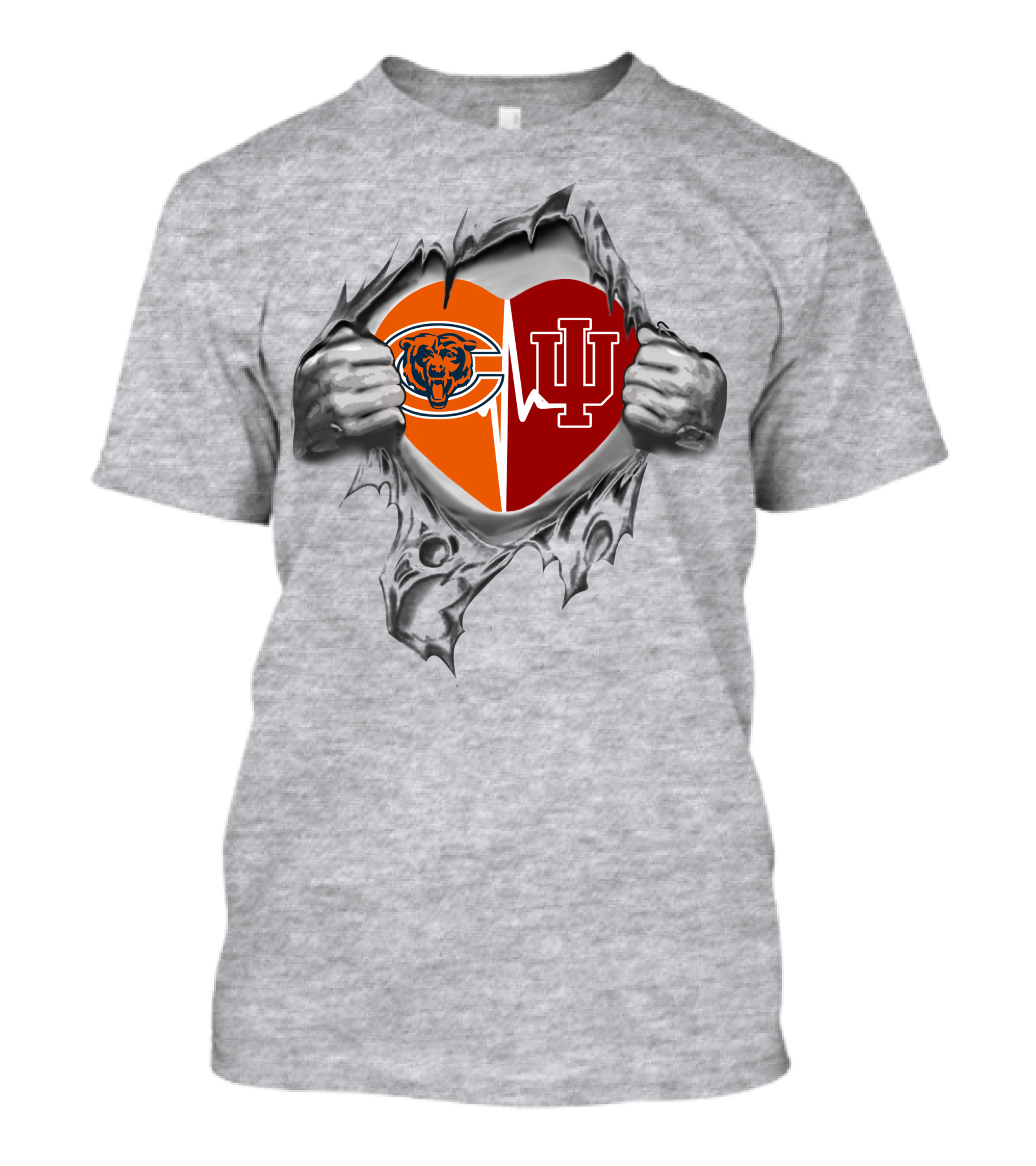 Bears Indiana Hoosiers Heart With Chicago Bears And Indiana University T-Shirt