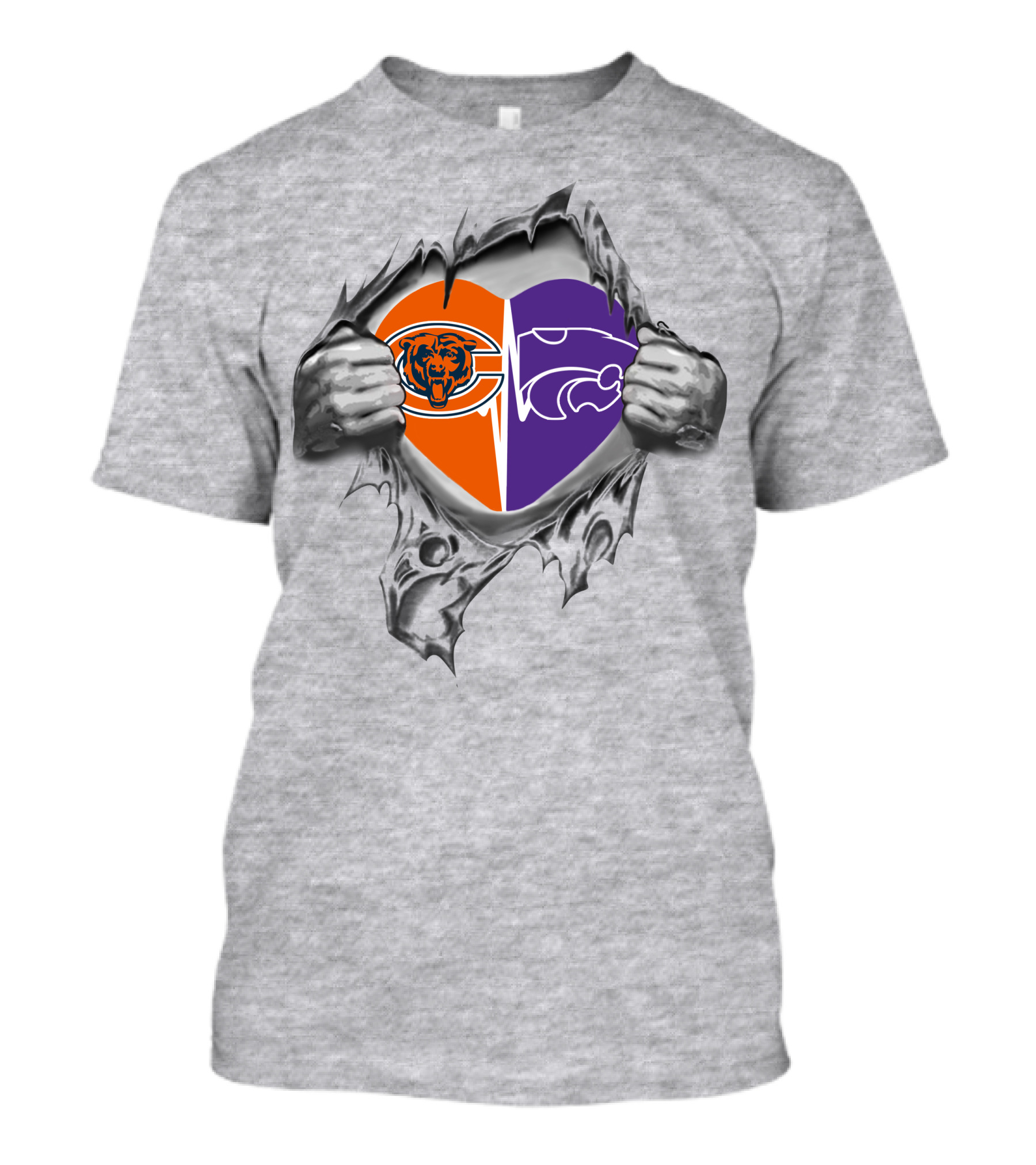Bears Kansas State Wildcats Heart Logo Passion T-Shirt