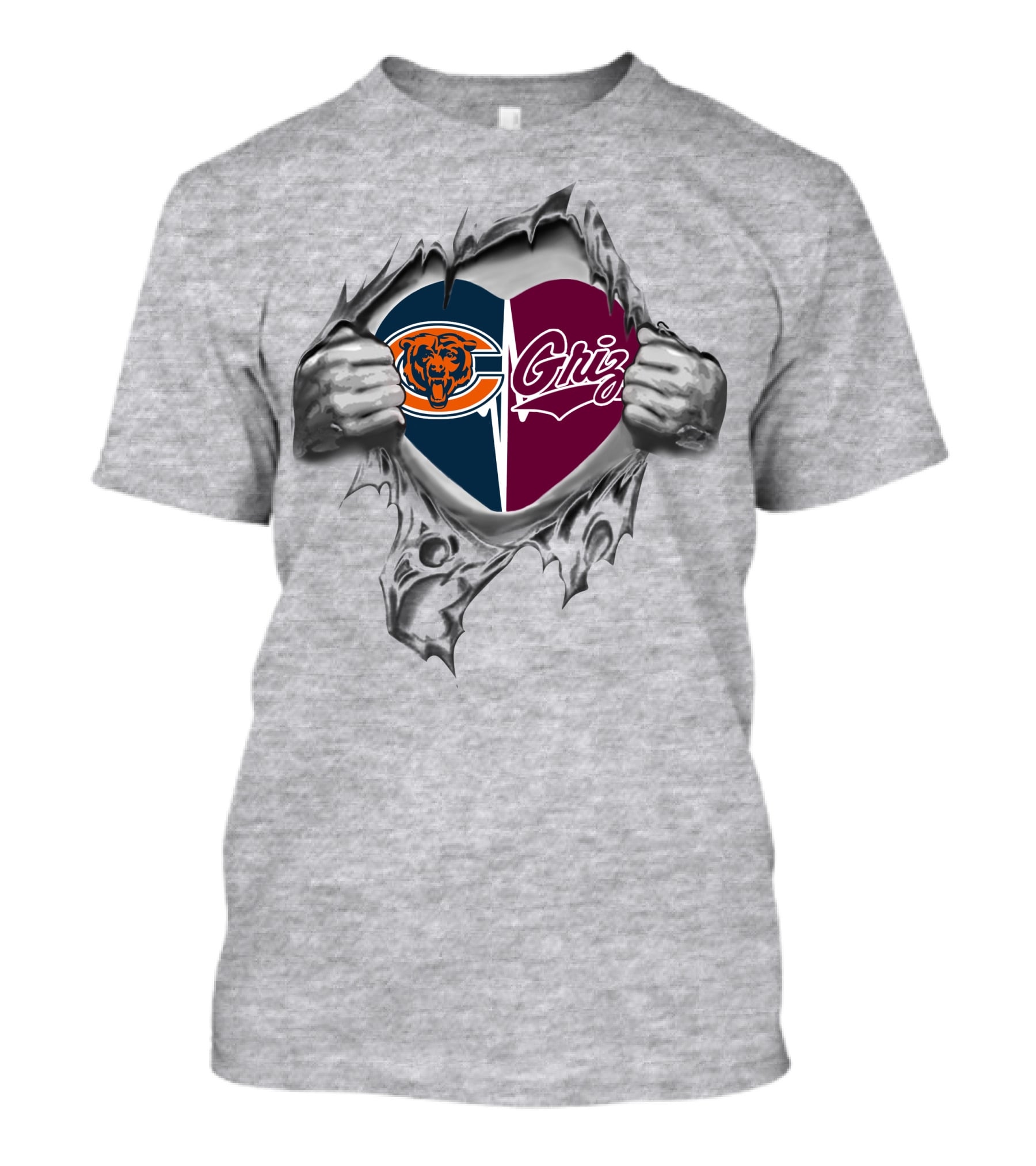 Bears Griz Heart Chicago Montana Grizzlies Fan Love T-Shirt