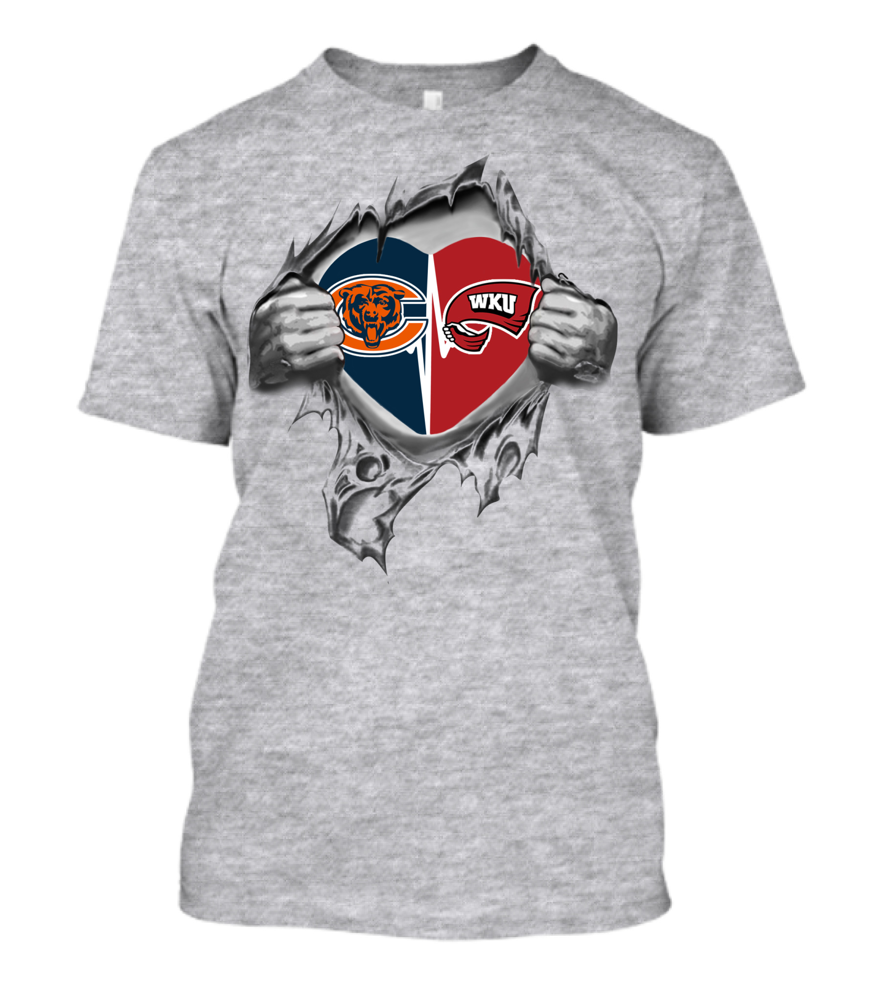Bears Western Kentucky Hilltoppers Heart Logo Fusion Fan Pride T-Shirt