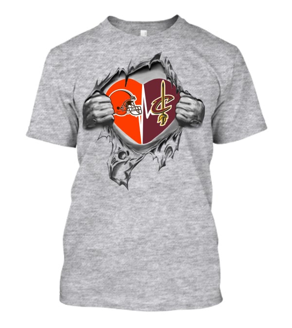 Browns Cleveland Cavaliers Heart Design Basketball Football Fan Pride T-Shirt