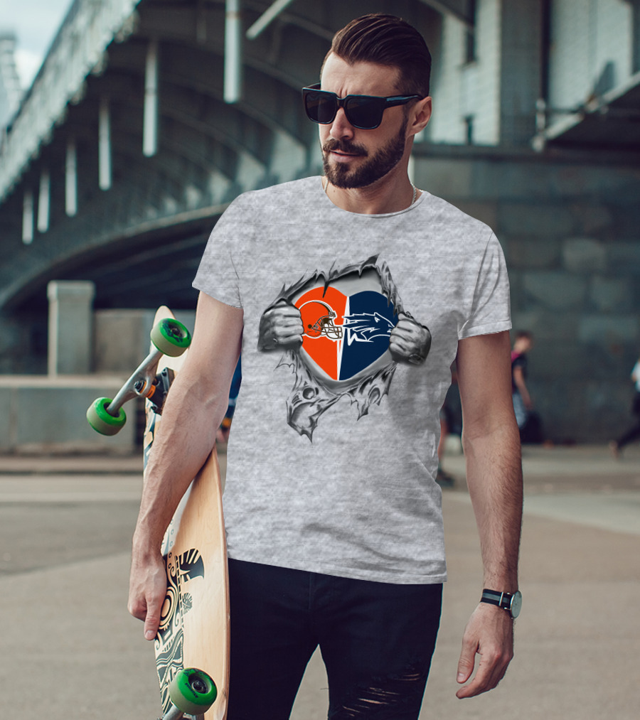 Cleveland Browns Nevada Wolf Pack Heart T-Shirt
