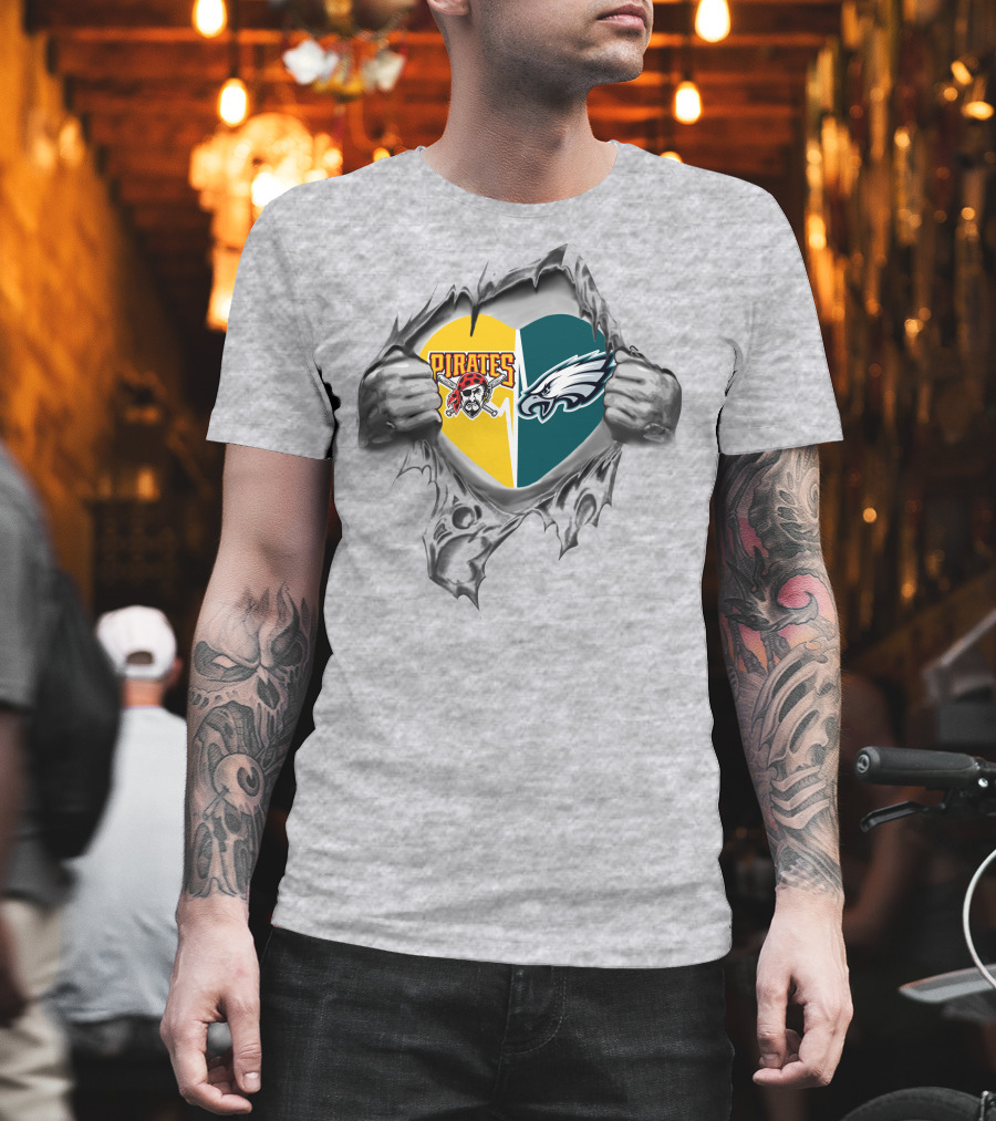 Eagles Pirates Heart Logo Showing True Loyalty T-Shirt