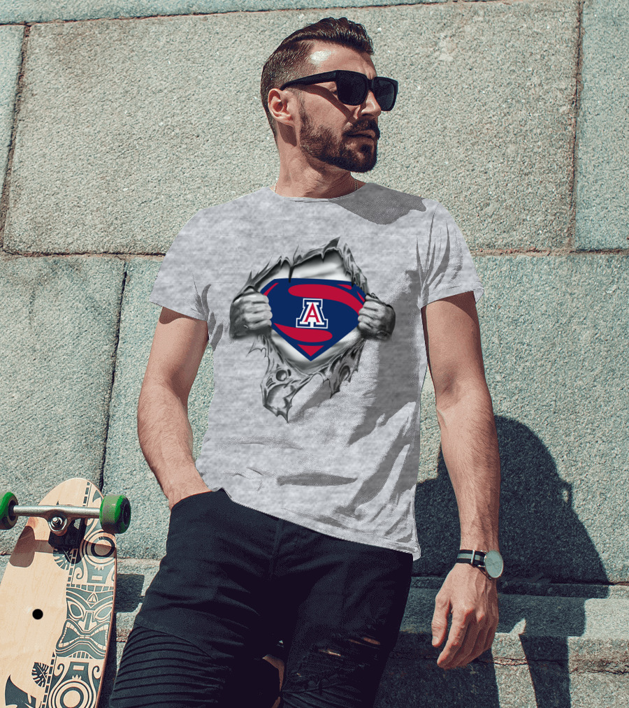 Arizona Wildcats Superman Chest Logo Reveal T-Shirt