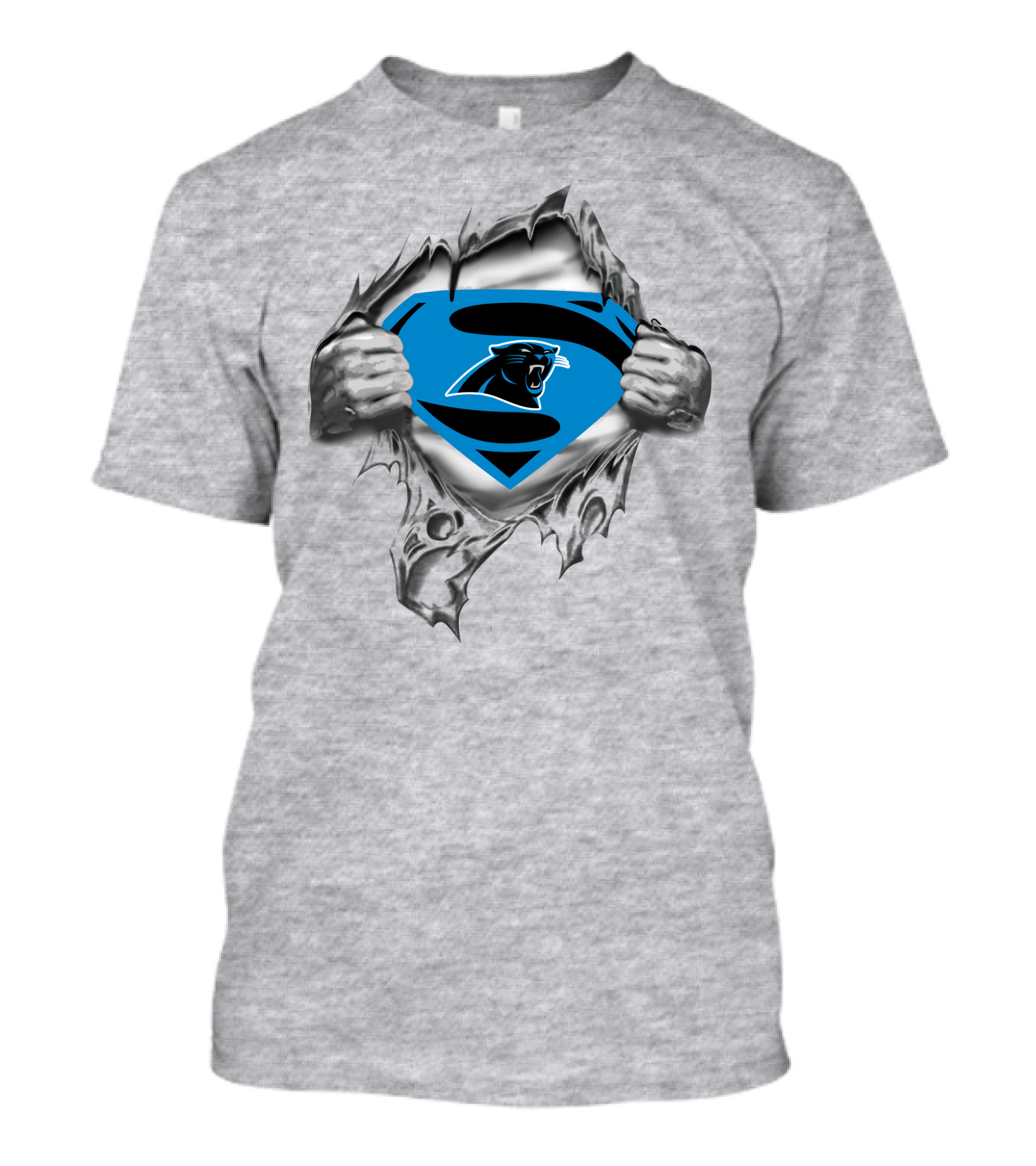 Carolina Panthers Superman Logo Rip Through T-Shirt