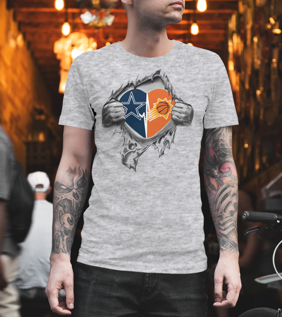 Cowboys Phoenix Suns Heart Ripped T-Shirt