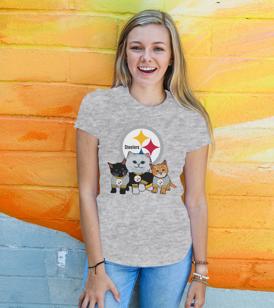 Pittsburgh Steelers Cats Trio With Team T-Shirt