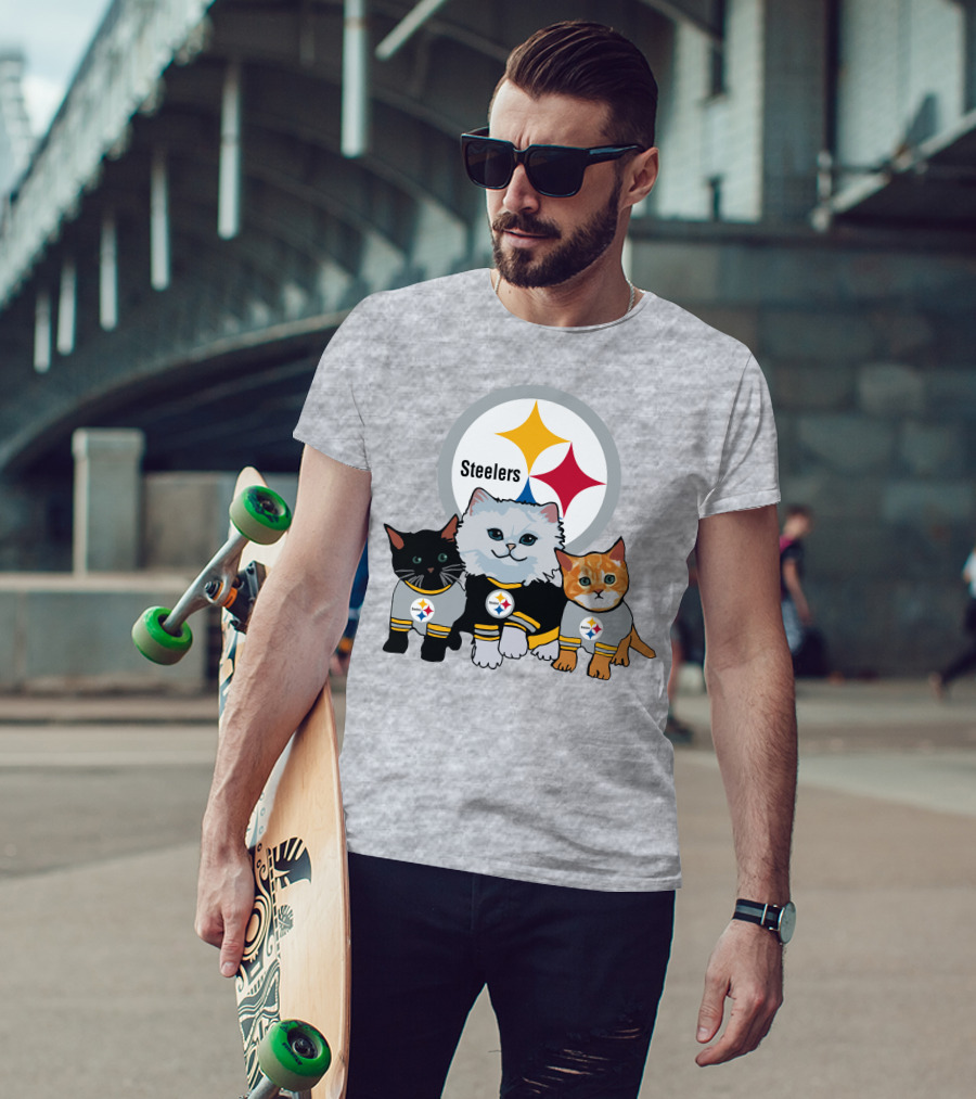 Pittsburgh Steelers Cats Trio With Team T-Shirt
