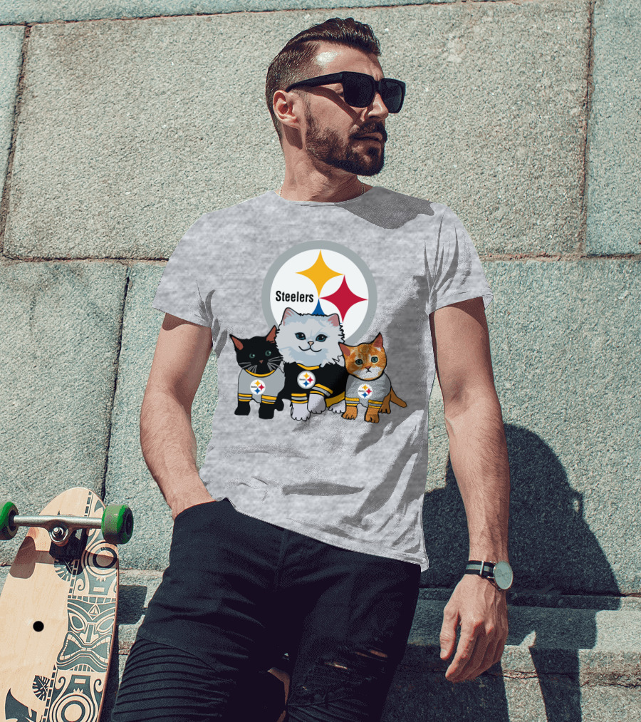 Pittsburgh Steelers Cats Trio With Team T-Shirt