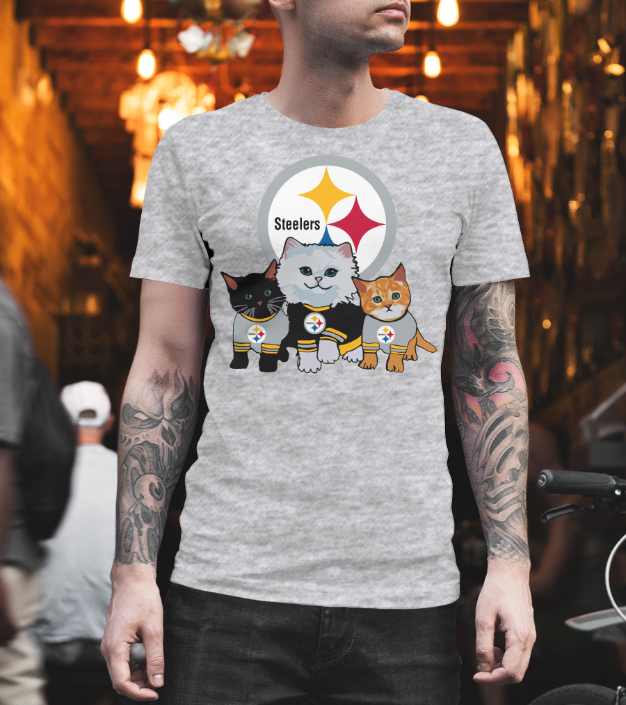 Pittsburgh Steelers Cats Trio With Team T-Shirt