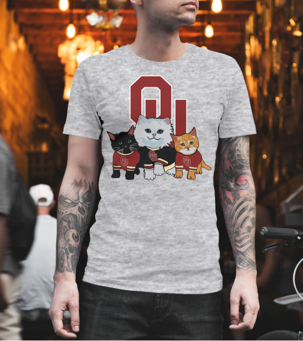 Oklahoma Sooners Cats in Team Jerseys with OU T-Shirt Oklahoma Sooners Cats in Team Jerseys with OU T-Shirt