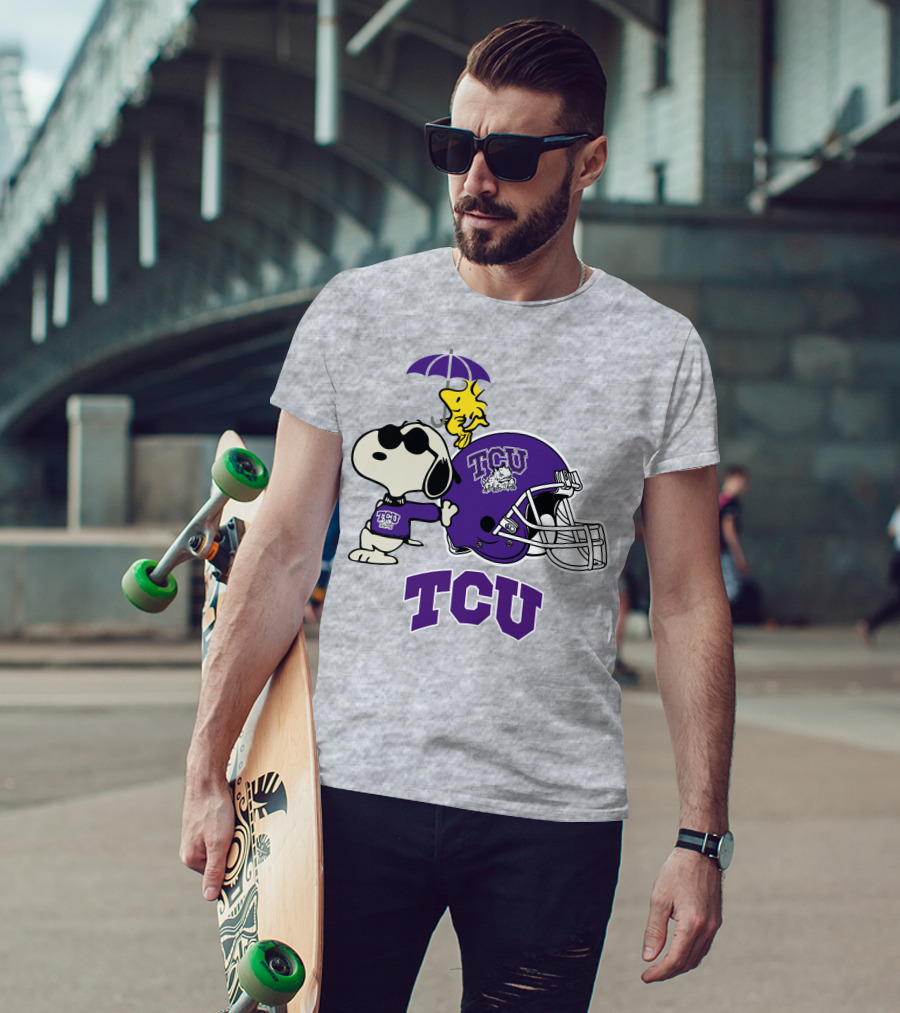 TCU Horned Frogs Snoopy Woodstock Helmet Football T-Shirt