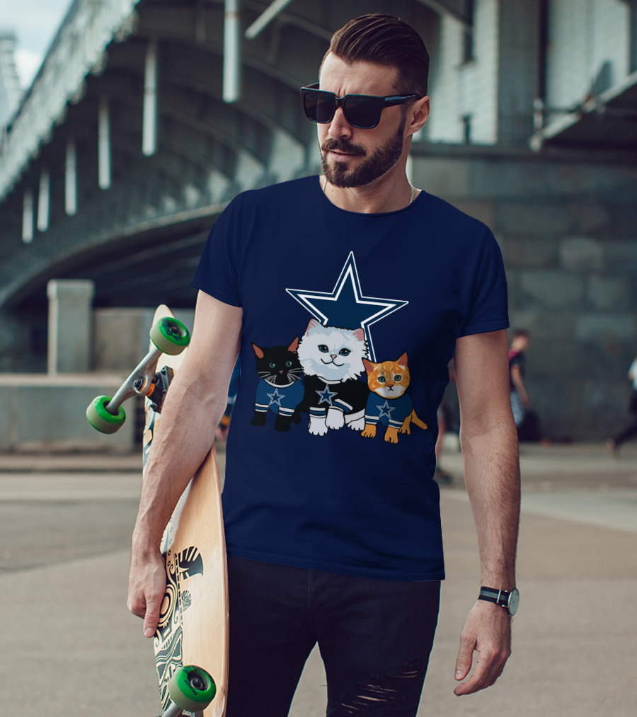 Dallas Cowboys Cute Cats With Star Logo Trio T-Shirt