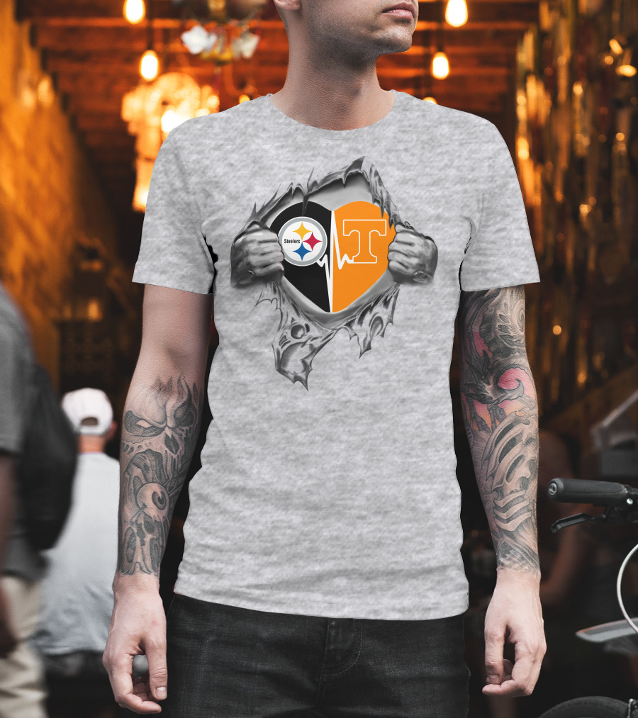 Steelers Tennessee Volunteers Heart T-Shirt