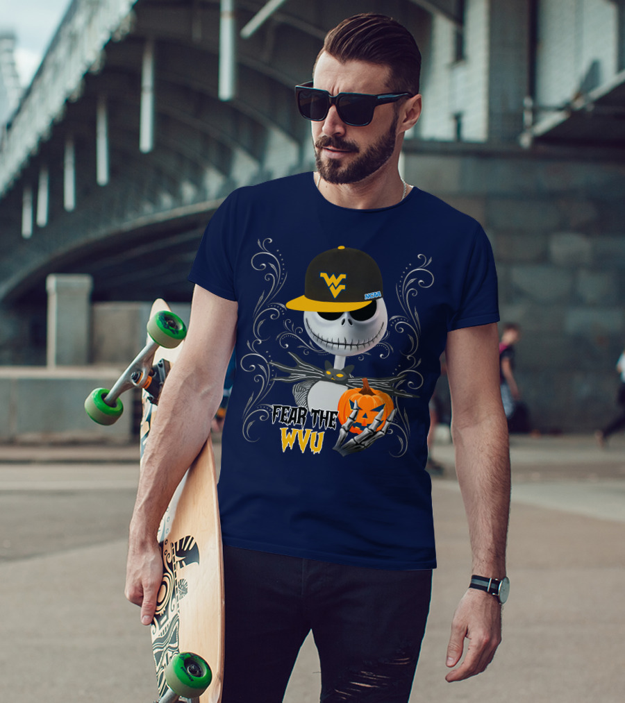Fear The WVU Mountaineers Halloween Jack Skellington T-Shirt