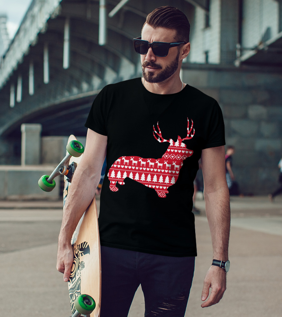 Welsh Corgi Christmas Reindeer T-Shirt