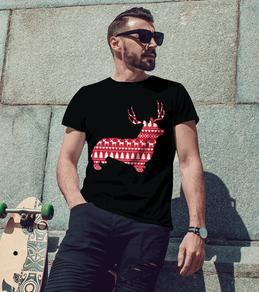 Welsh Corgi Christmas Reindeer T-Shirt