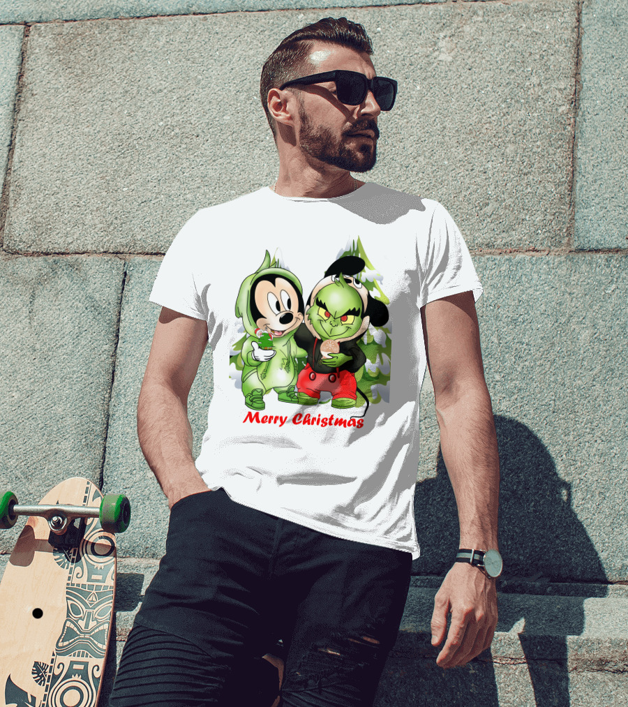 Merry Christmas The Grinch And Mickey T-Shirt