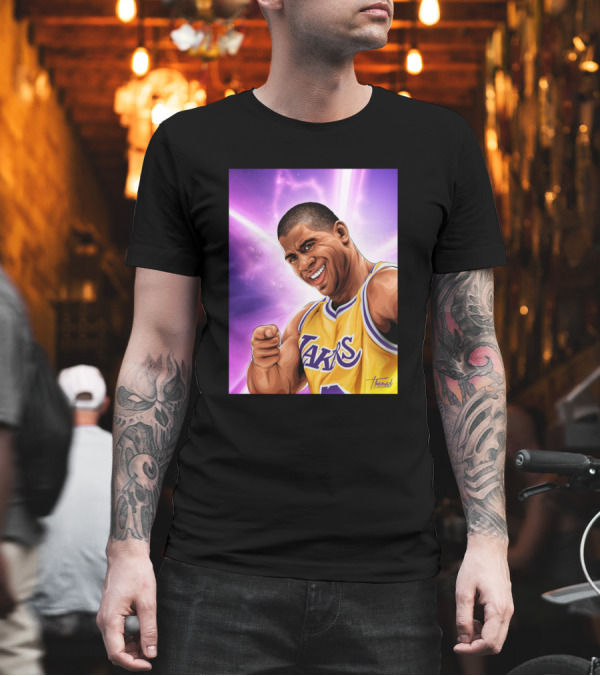 Magic Vector Lakers Basketball Legend Purple Background T-Shirt Magic Vector Lakers Basketball Legend Purple Background T-Shirt