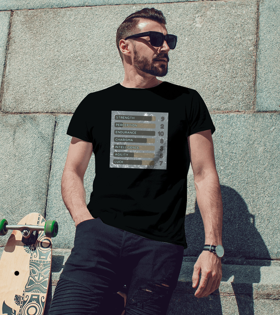 Strength Perception Endurance Charisma Intelligence Agility Luck 92108357 T-Shirt