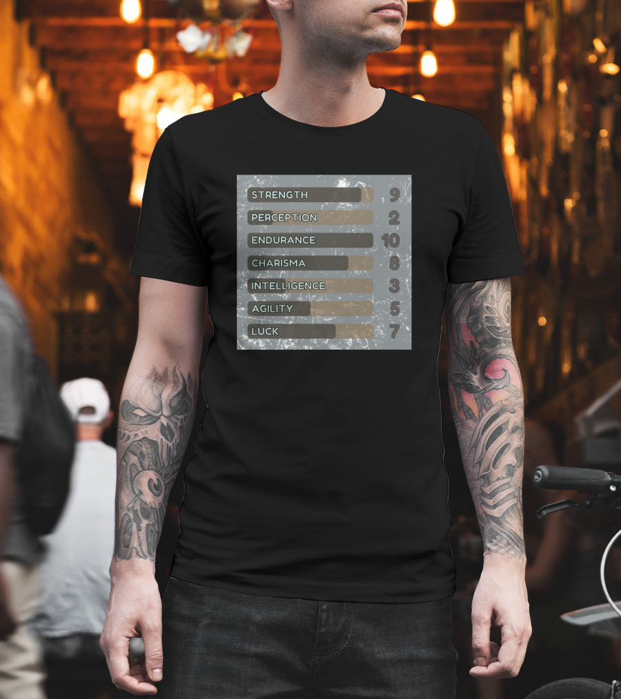 Strength Perception Endurance Charisma Intelligence Agility Luck 92108357 T-Shirt
