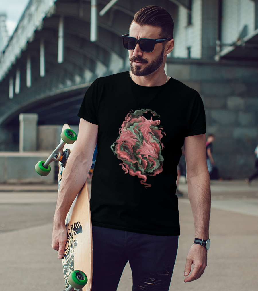 Wolf Wolves Wild Life Surreal Green Red Vapor T-Shirt