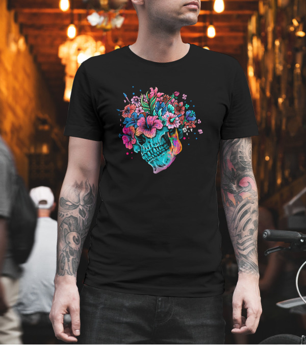 Colorful Floral Sugar Skull T-Shirt Colorful Floral Sugar Skull T-Shirt
