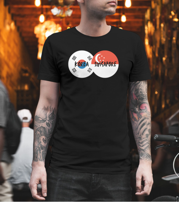 Korea Singapore Korean Singaporean Flag Connection T-Shirt Korea Singapore Korean Singaporean Flag Connection T-Shirt