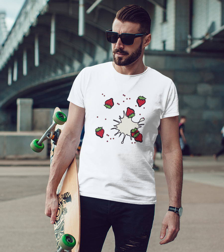 Kawaii Cute Strawberries And Cream Burst T-Shirt