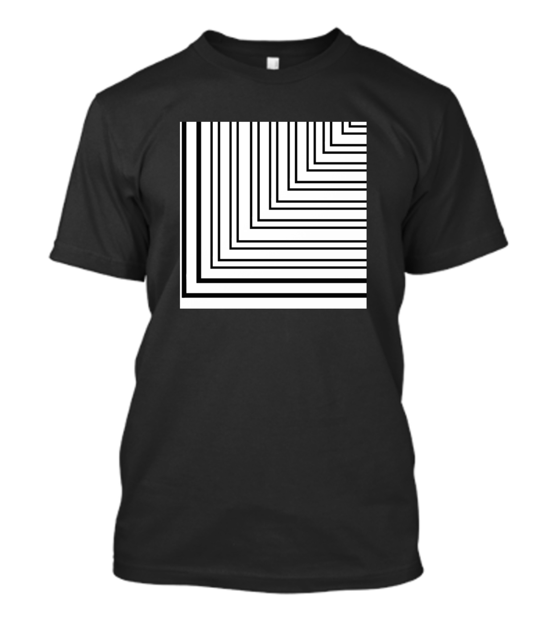 White Black Geometric Lines Optical Illusion T-Shirt