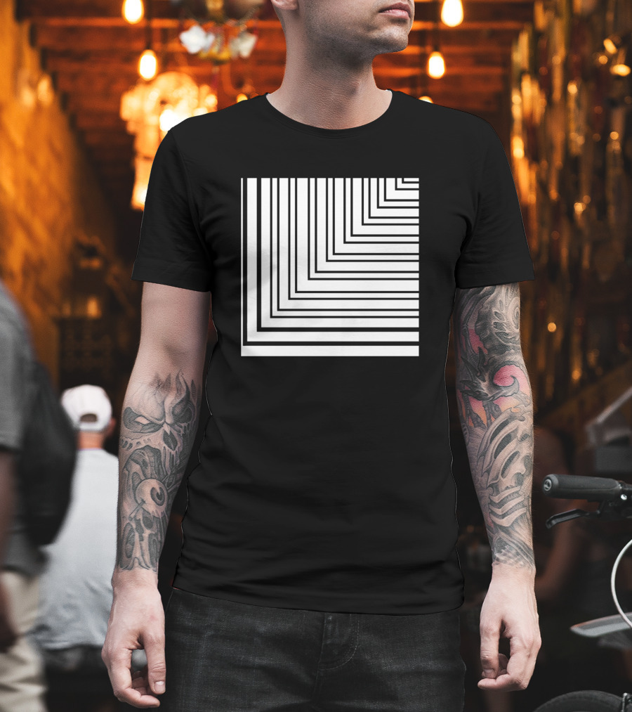 White Black Geometric Lines Optical Illusion T-Shirt