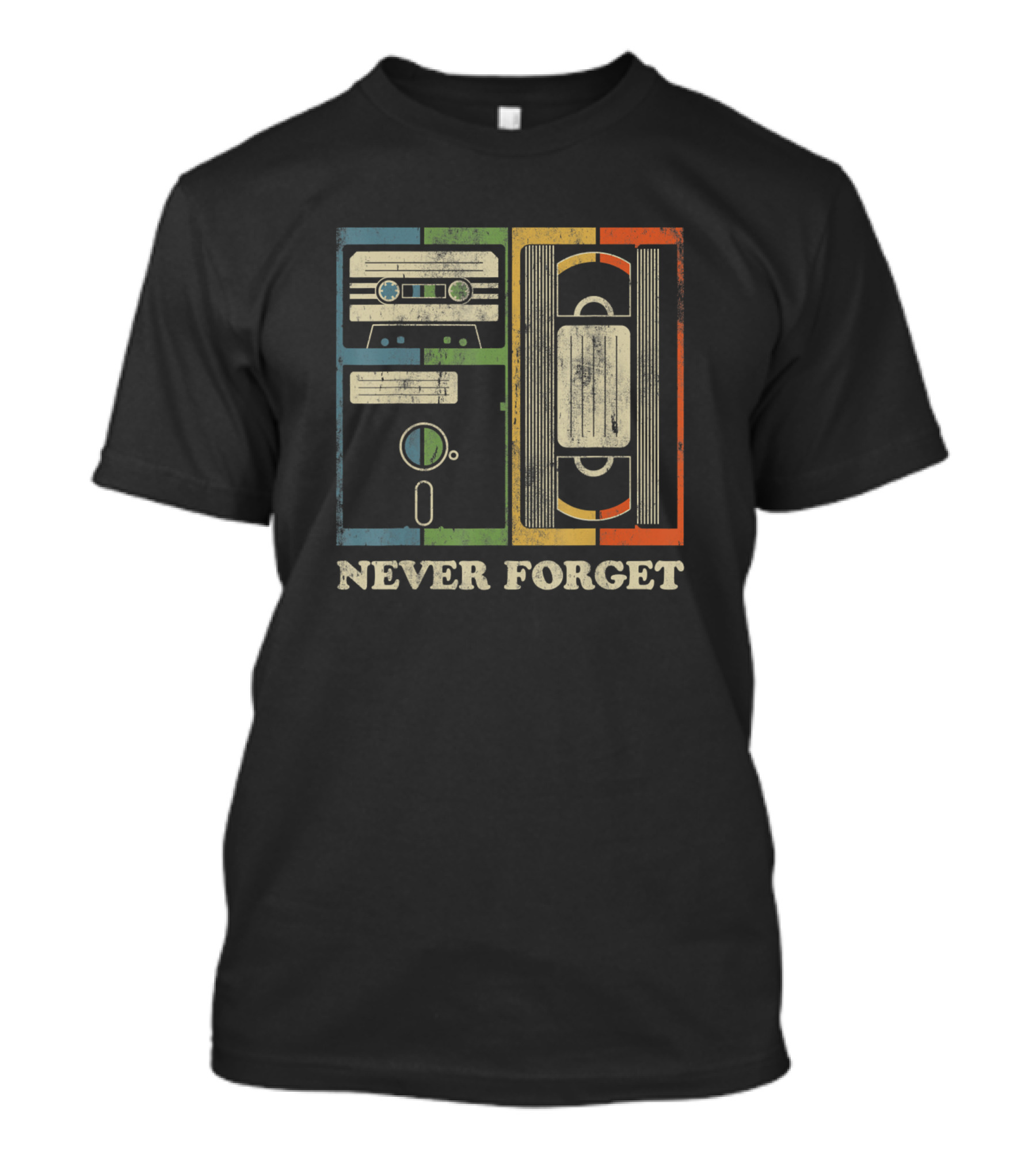 Never Forget Vintage Cassette Floppy VHS Funny Geek T-Shirt