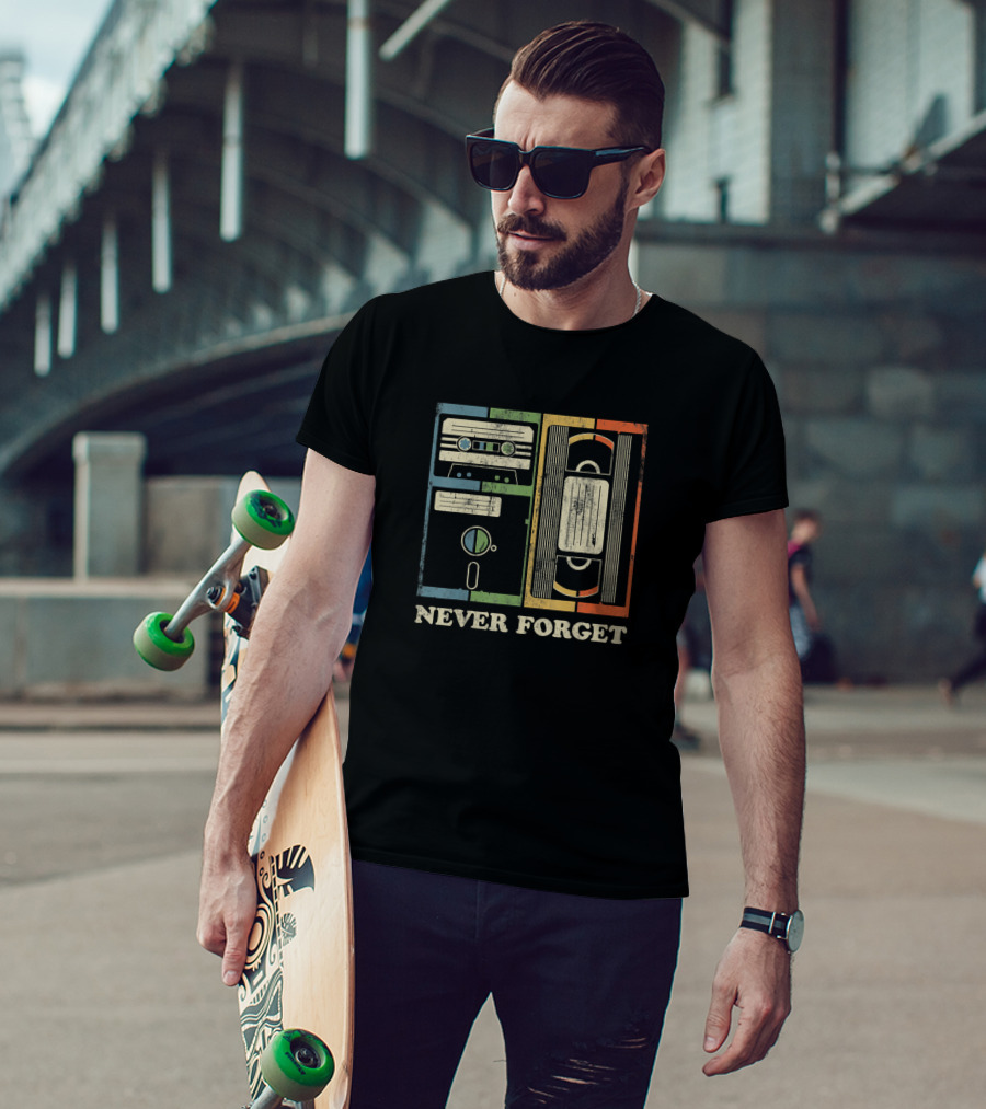 Never Forget Vintage Cassette Floppy VHS Funny Geek T-Shirt