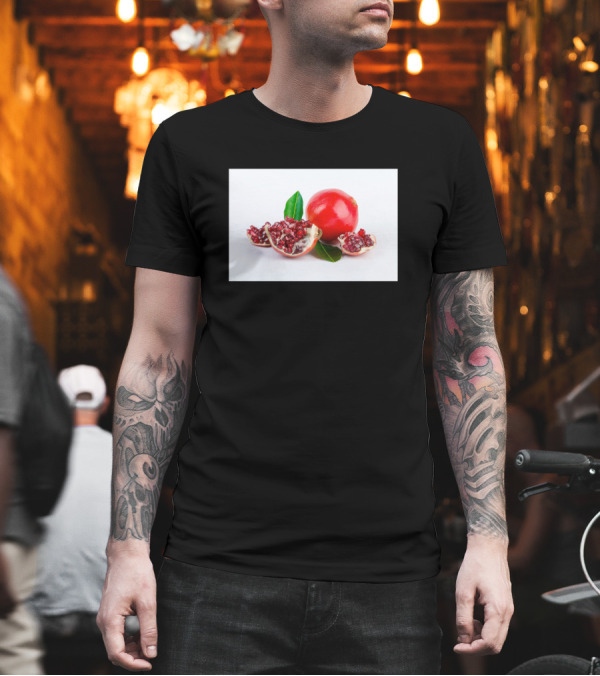 Photograph Of A Pomegranate With Leaves And Seeds T-Shirt Photograph Of A Pomegranate With Leaves And Seeds T-Shirt