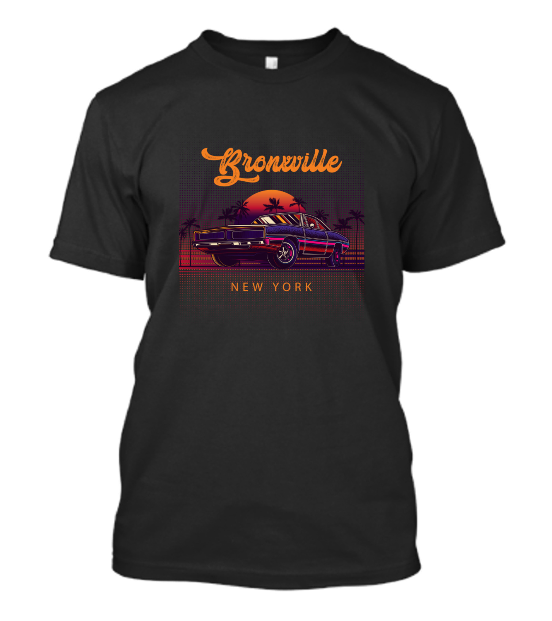 Bronxville New York Vintage Muscle Car Sunset Retro Palms T-Shirt