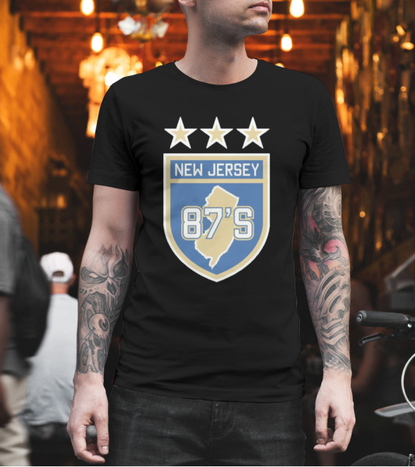 New Jersey 87S Emblem with Stars and State Outline T-Shirt New Jersey 87S Emblem with Stars and State Outline T-Shirt