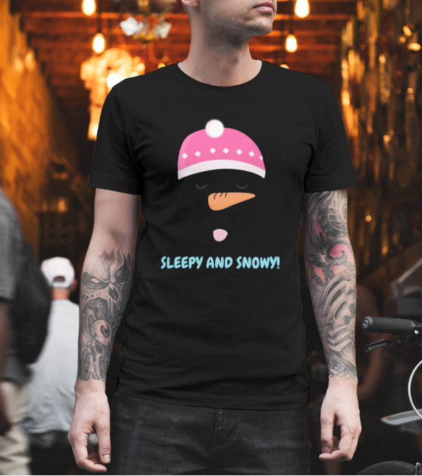 Sleepy And Snowy Pink Hat Carrot Nose and Yawn T-Shirt Sleepy And Snowy Pink Hat Carrot Nose and Yawn T-Shirt