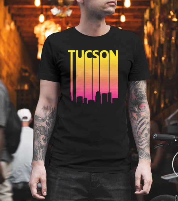 Tucson Retro 1980s Skyline Sunset Stripes T-Shirt Tucson Retro 1980s Skyline Sunset Stripes T-Shirt