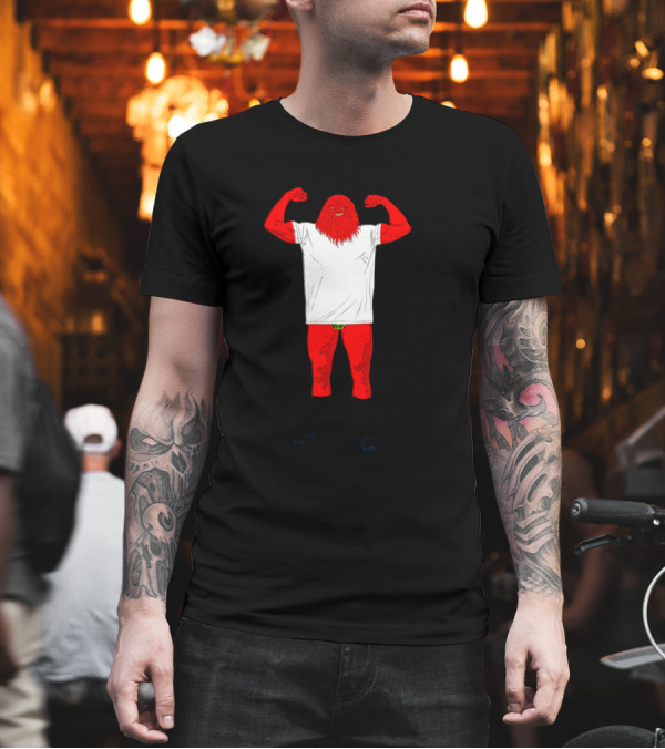 Thicc Sasquatch Flexing Muscles Black Red White T-Shirt Thicc Sasquatch Flexing Muscles Black Red White T-Shirt